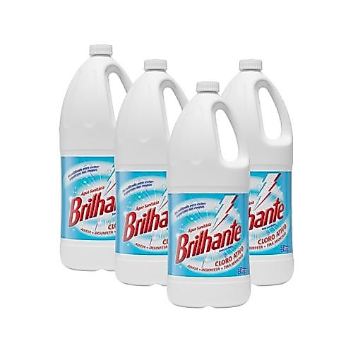 Kit 4 Água Sanitária Brilhante Cloro Ativo Sem Perfume 2l