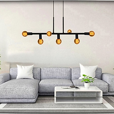 Lustre de teto Pendente Jabuticaba 7 Lâmpadas mesa de jantar e área Gourmet Cor PRETO