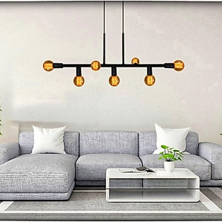 Lustre de teto Pendente Jabuticaba 7 Lâmpadas mesa de jantar e área Gourmet Cor PRETO