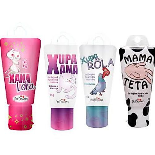 Gel Estimulante Hotflowers Xana Loka Gel Excitante + Xupa Xana + Xupa Rola+ Mama Teta