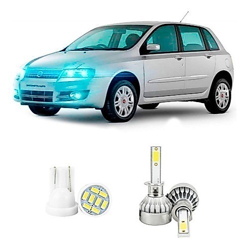Lâmpadas Ultra Led Fiat Stilo 20000lm Alto Baixo e Milha + Pingo Led