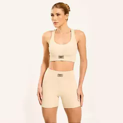 Ribbed Short Bege Camélia Poliamida