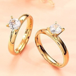 1 Anel Solitário de namoro  feminino banhado ouro prata | Anel solitario | Anel strass | Anel noivado