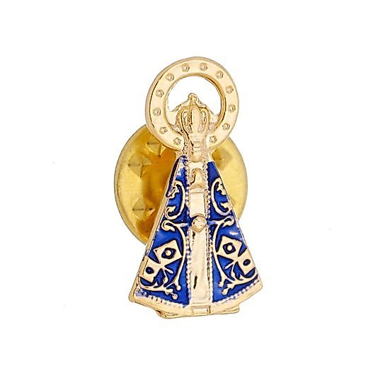 Boton Nossa Senhora Aparecida Folheado - Azul