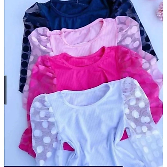 Blusa Manga Longa Infantil Menina Manga Tule, Manga Bufante ,Manga Princesa Blogueira Blogueirinha Mini Diva Canelada