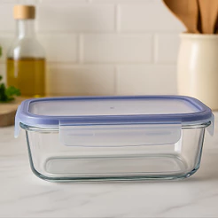 1 Pote Vidro Retangular Hermético Marmitas 4 Travas 1500 ML