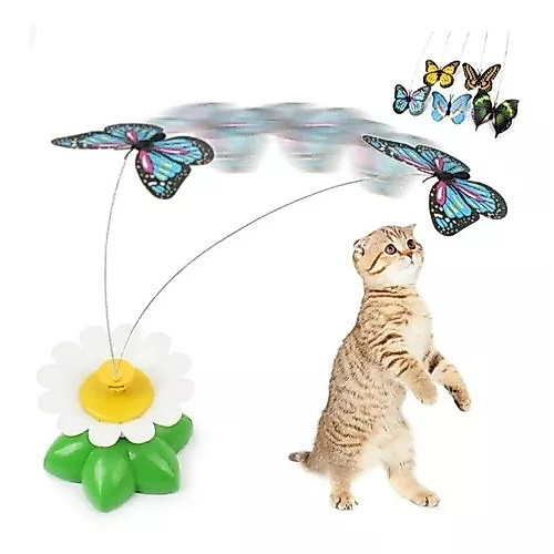 Brinquedo Interativo Elétrico Automático De Gato Rotativo Colorido Em Forma De Borboleta gira gira