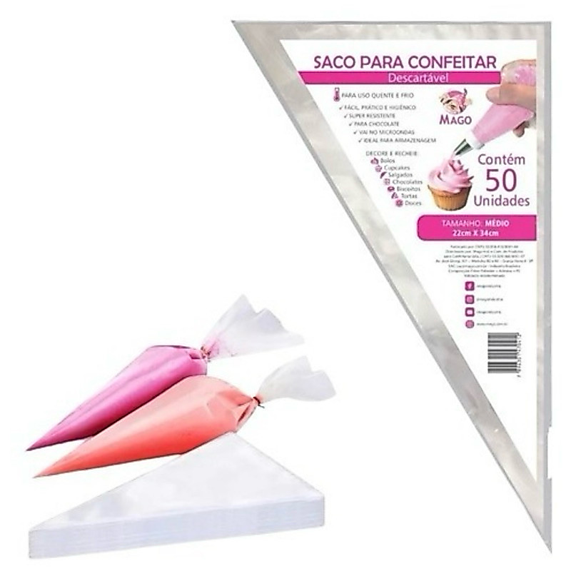 50~250 MANGA DE CONFEITAR MAGO CONFEITARIA P/M/G/GG (CHOCO)