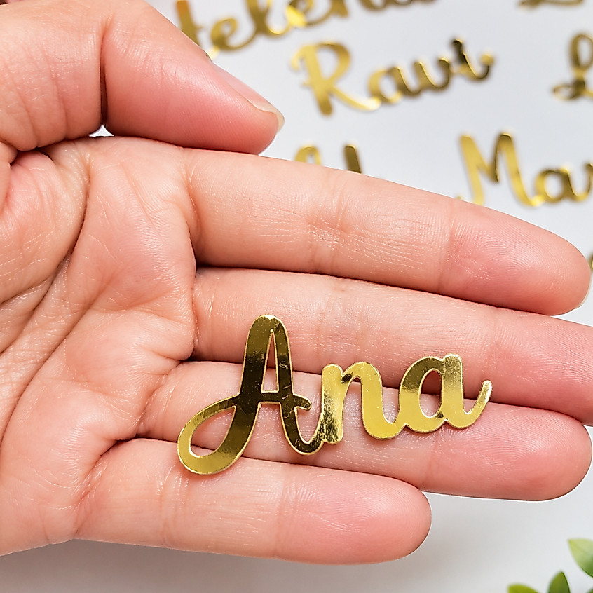 Aplique Personalizado Lamicote Dourado/ Prata com Nome luxo -decoração lembrancinhas caixinhas