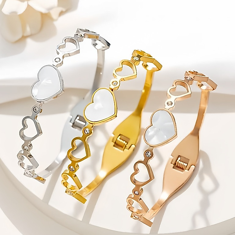 Bracelete em forma de coração a coração para senhoras da moda