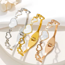 Bracelete em forma de coração a coração para senhoras da moda
