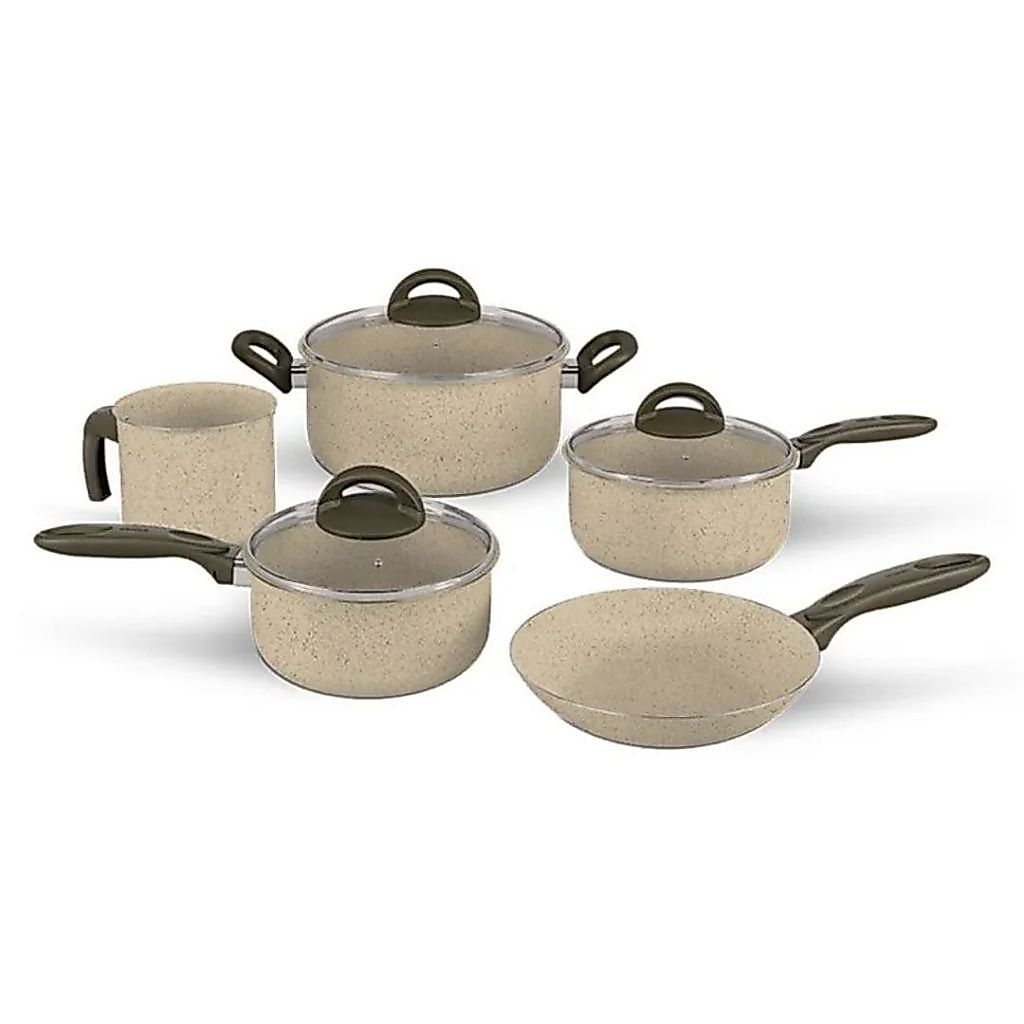 Jogo de Panelas Brinox Antiaderente Ceramic Life 5 Peças Suprema Vanilla
