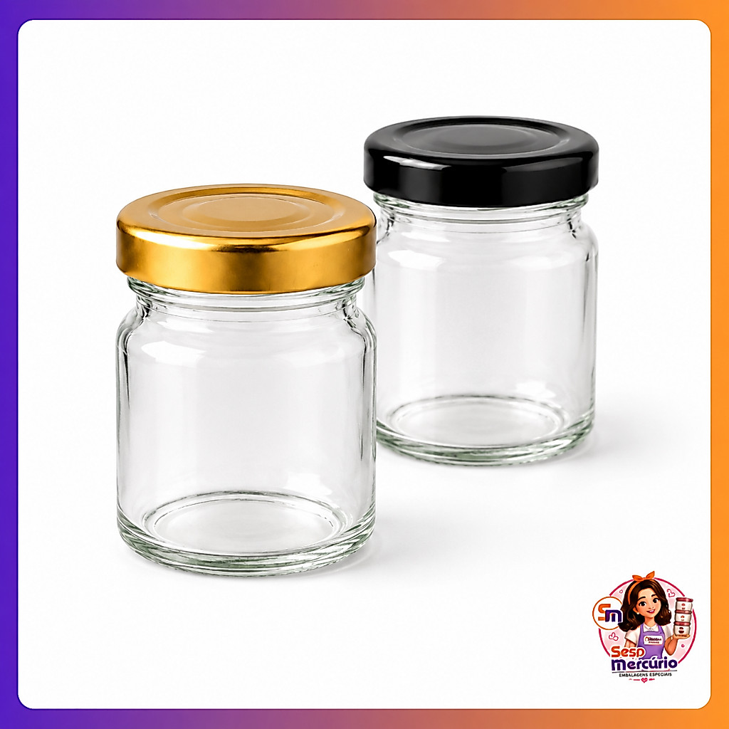 Kit 20/50 Mini Potinhos Vidro 40ml Tampa Metálica Lembrancinha Vela Geleia Brinde Festa Casamento