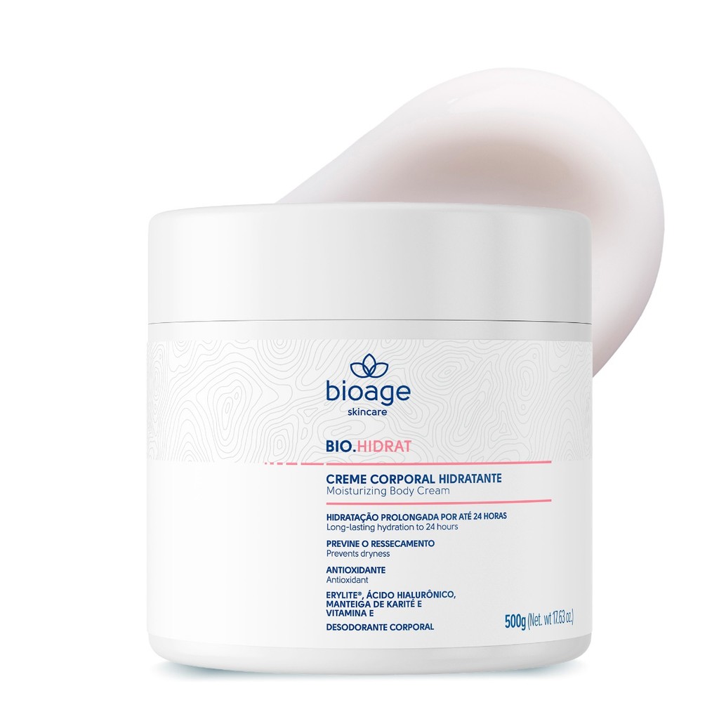 Creme Corporal Hidratante Bioage Bio-Hidrat 500g - Dermocosméticos Profissionais Nutrição de Alta Performance