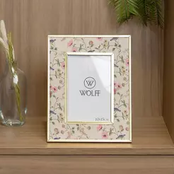 Porta Retrato Blossom Garden 10x15cm Metal Dourado Wolff para Foto Decoração Mesa Aparador Quarto Sala Presente Elegante