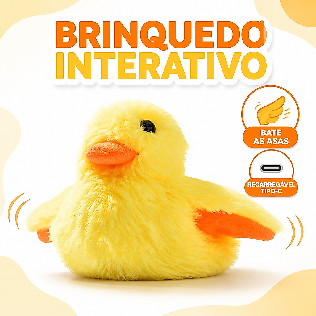 Brinquedo Interativo para Gatos Pato Elétrico que Bate Asas Automático Recarregável Tipo-C