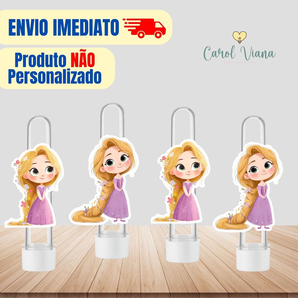 Aplique Para Tubete Rapunzel Cute Enrolados | Tag Topper Personalizado | Lembrancinha Festa Infantil | Aniversário
