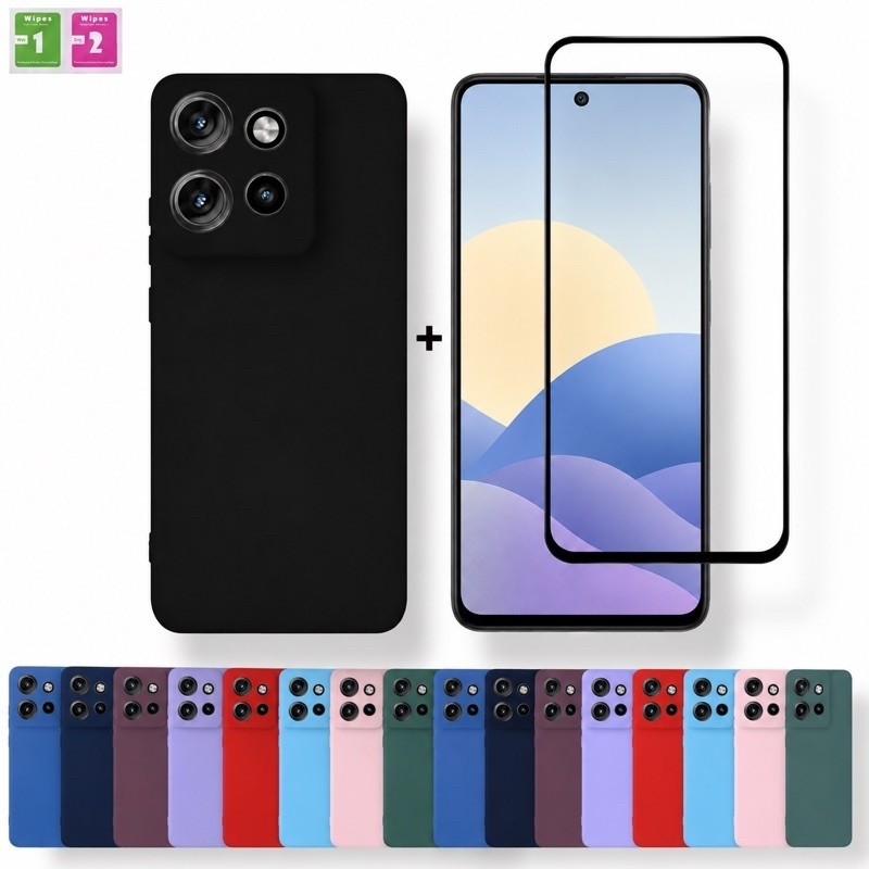 Kit Capa Para Motorola Moto G56 + Película De Cerâmica Capinha Aveludada