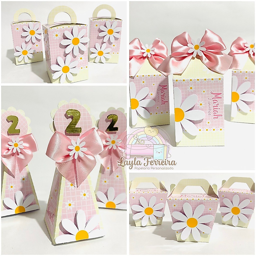 Kit Festa 10 15 25 40 Caixinhas Margaridas | Personalizados | Lembrancinhas | Aniversário