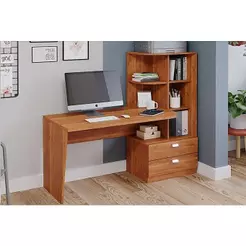 Mesa Computador Elisa c/ 2 Gavetas e 6 Nichos Cinamomo - Permóbili