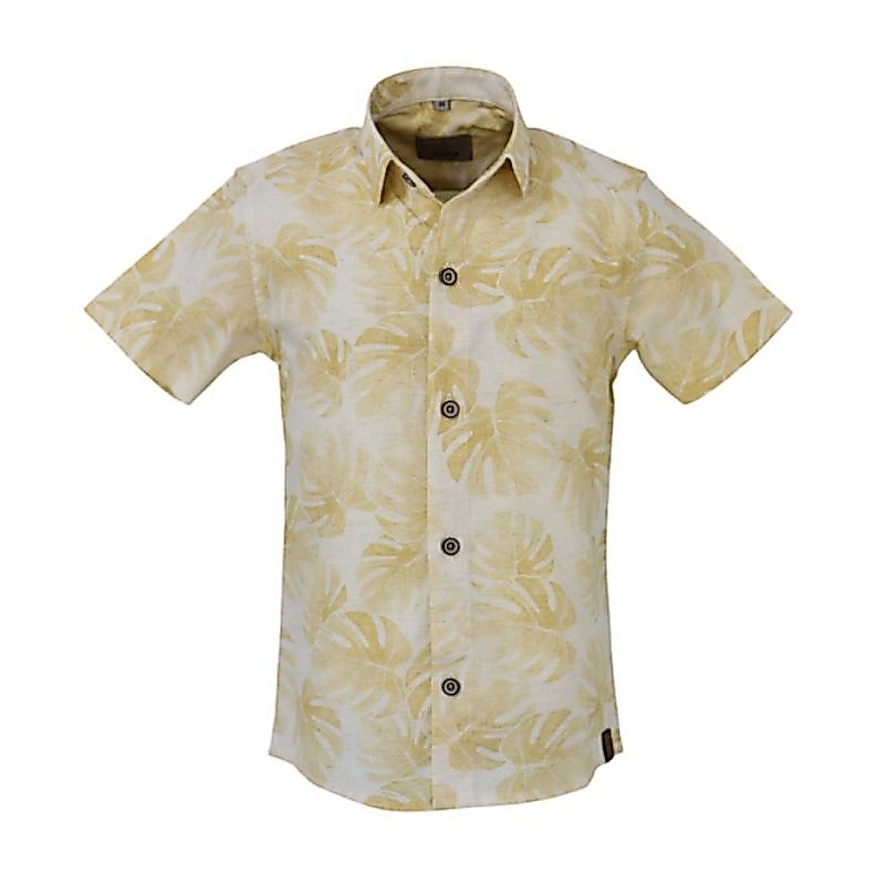 Camisa Social Floral Estampada Manga Curta Masculina Infantil Juvenil Alfa