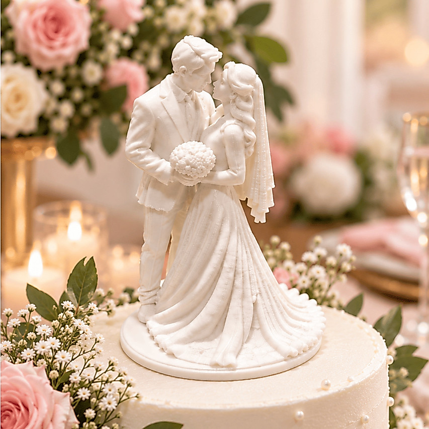 Topo de Bolo Casamento Moderno Noivos Noivinhos Decoração Festa Enfeite Premium