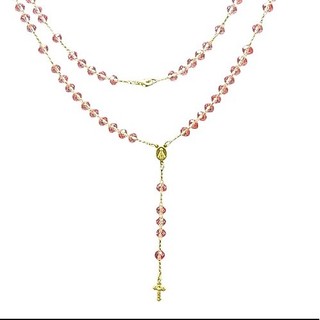 Terço Colar Em Cristal Feminino Folheado Cristal Rosa Mulheres Jovens Para rezar com fecho para pescoço mulheres