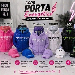 Copo Porta Energético Monster - Mini Moletom com Boné Chaveiro/Copo Monster Viral/ Monster Energetico  /Monster Moletom.