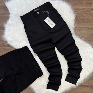 Calça Jeans Feminina Preta Cintura Alta Skinny Modeladora Lycra Power