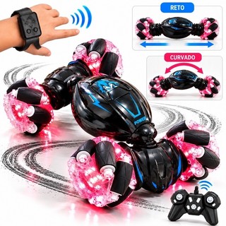 Carrinho Controle Remoto Sensor De Mão Stunt Gira 360° Anda De Lado Drift Luz LED - Carro Controle Remoto com Sensor