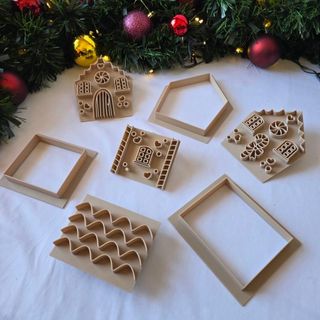 Kit Cortadores/Marcadores Casinha de Biscoito Natalina - Molde Biscoitos e Confeitaria - Tema Natal cortador de biscoito