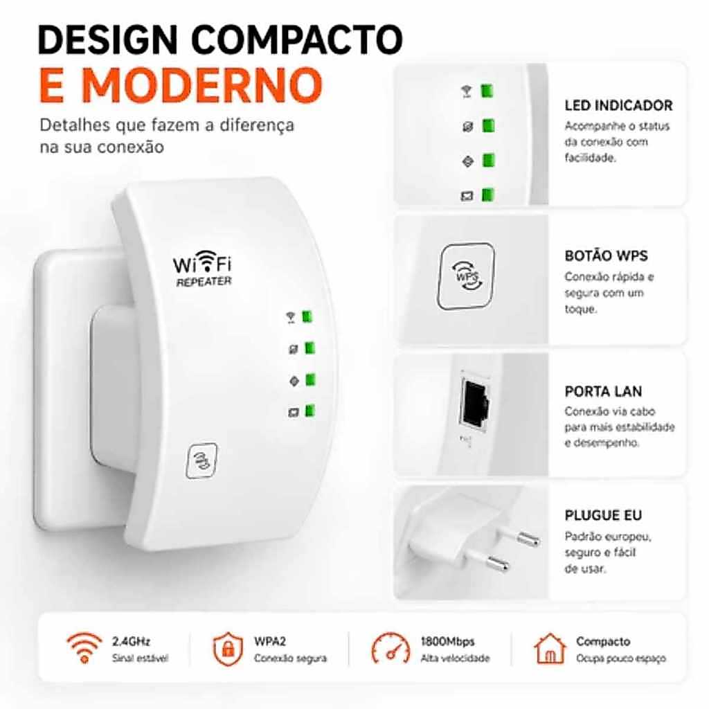 Roteador WiFi 1800Mbps Gaka Repetidor Extensor de Sinal Wi-Fi — imagem 2 de 2
