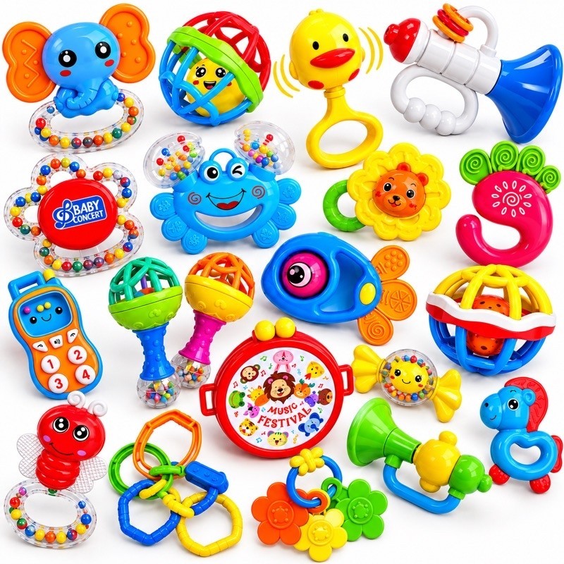 Brinquedos Para Bebê 0 a 6 Meses Menino Menina Kit Chocalho Mordedor Brinquedo Bebe Educativo Buba