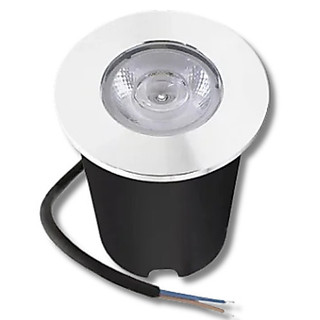 Balizador De Solo Led 1w 3000k Bivolt - 24 Horas Cor Da Estrutura Preto - Branco Quente Cor Da Cúpula Cinza Claro