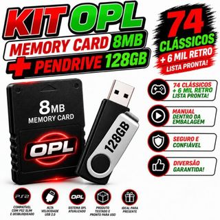 Kit OPL Para PS2 Memory card 8mb +pendrive