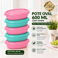 Pote oval 600 ml kit 50 unidades
