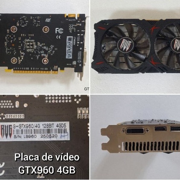 Placa de vídeo GTX 960 4gb Placa de vídeo Gamer AMD GTX960 - USADA