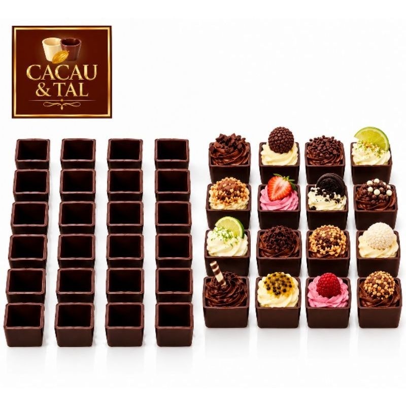 Copinho Quadrado de Chocolate para Doces Finos 🍫✨ — Caixa com 50 unidades