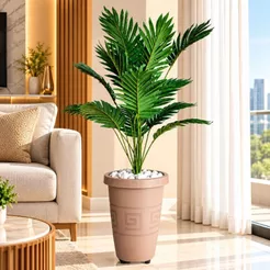 Plantas Artificial Palmeira Enfeite E Decoração Casa Sala Escritório Com Vaso Rattan