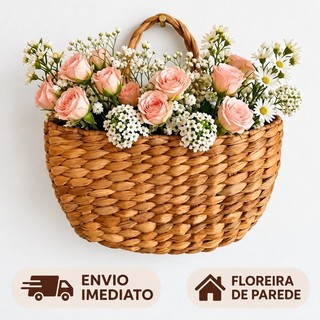 Floreira de Parede para Plantas em Palha de Taboa Artesanal
