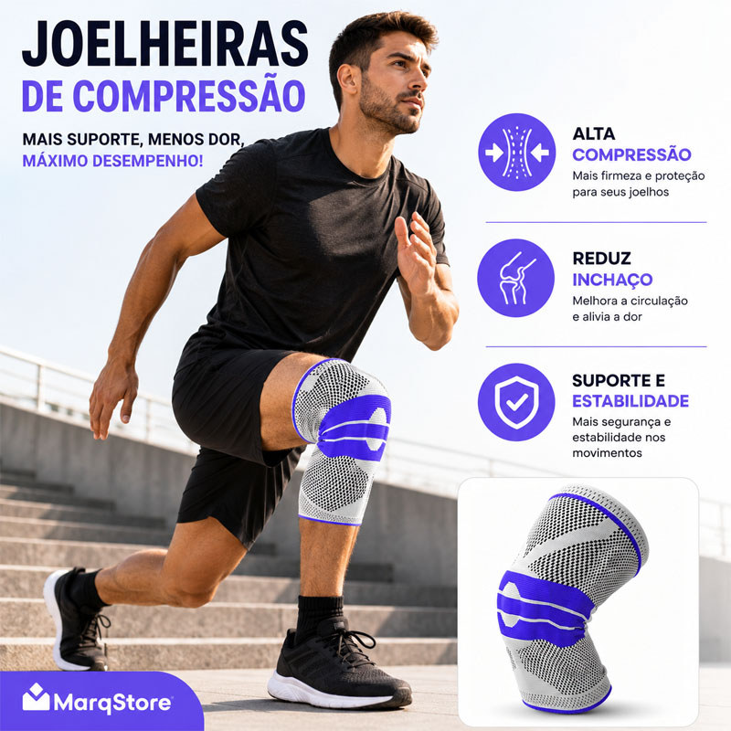 Joelheira Compressão Flexivel 3D Ortopedica Esportiva Haste Flexivel 3D e Anel Treino Alívio Dor Joelho
