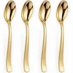 25/50/75 colheres festas descartáveis de plástico dourado metálico, colheres refeição resistente