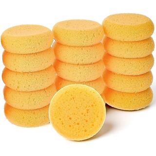 16 Esponjas Redondas, Esponjas de Limpeza para Pintura Facial e Cerâmica, Esponja Artística Amarela Macia de Alta Absorç