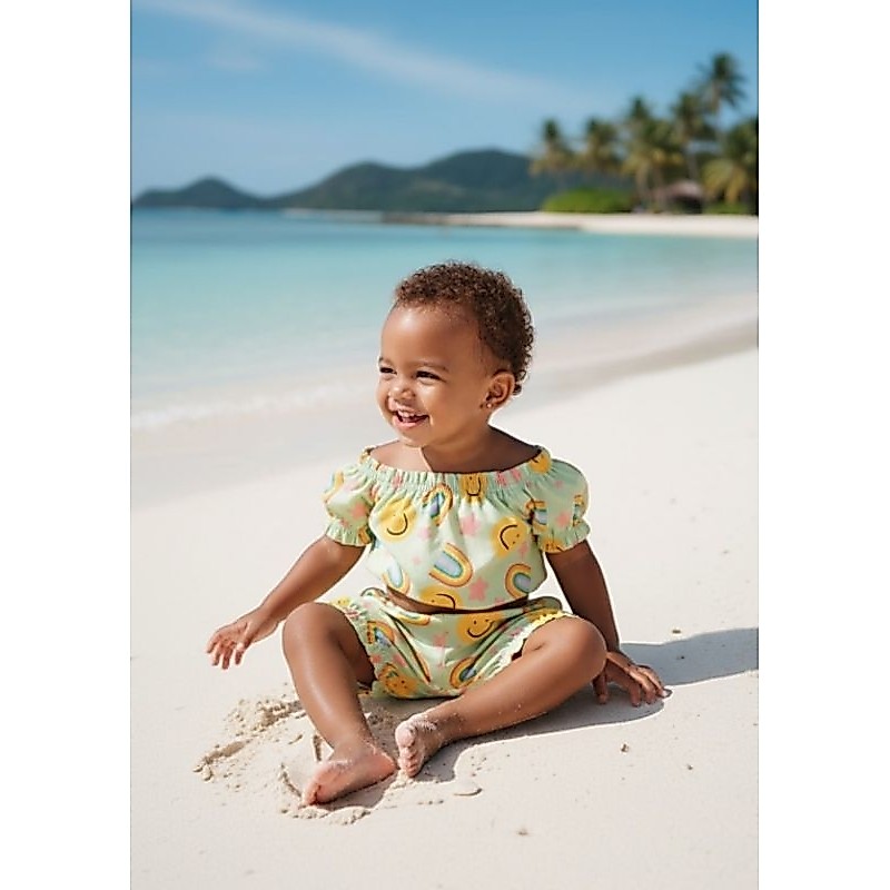 Conjunto Infantil Feminino Short Bufante Bebê 6 Meses a 1 Ano | Estampas Variadas