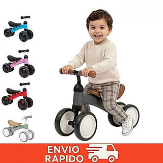 Bicicleta de Equilíbrio 4 Rodas Andador Infantil Bebê Sem Pedal Treino de Equilíbrio e Coordenação Motora