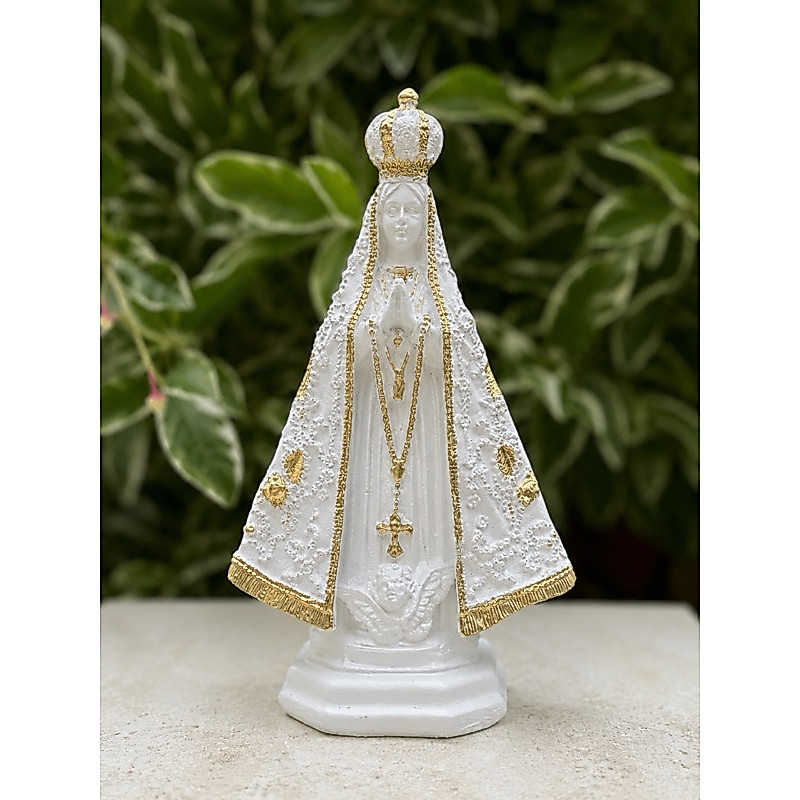 Imagem Nossa Senhora Aparecida 15cm Branco Pérola e Dourado
