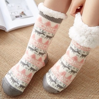 Meia Pantufa Térmica Felpuda Forrada Adulta Unissex Antiderrapante Tricô Lã Inverno Quentinha