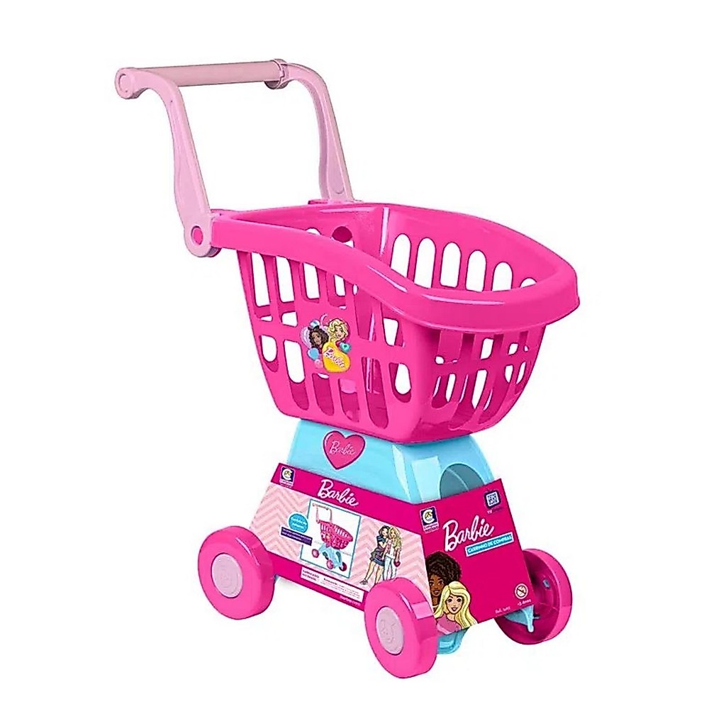 Brinquedo Carrinho de Compras Barbie Chef 50cm Brincando de ir ao Mercado e Feira Cotiplas 2493