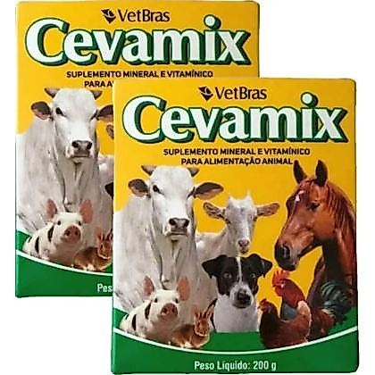 Cevamix 200g Kit 2 Caixas M Vitamina para Cachorro Gatos Bois Cavalos Aves