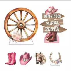 Kit Decorativo de displays de festas em mdf DECORAÇÃO BOIADEIRA